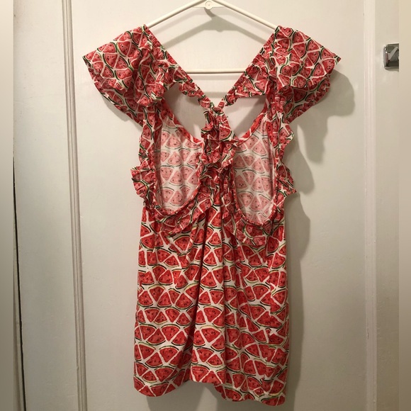 Crown & Ivy Watermelon Print Ruffle Top - Picture 6 of 8